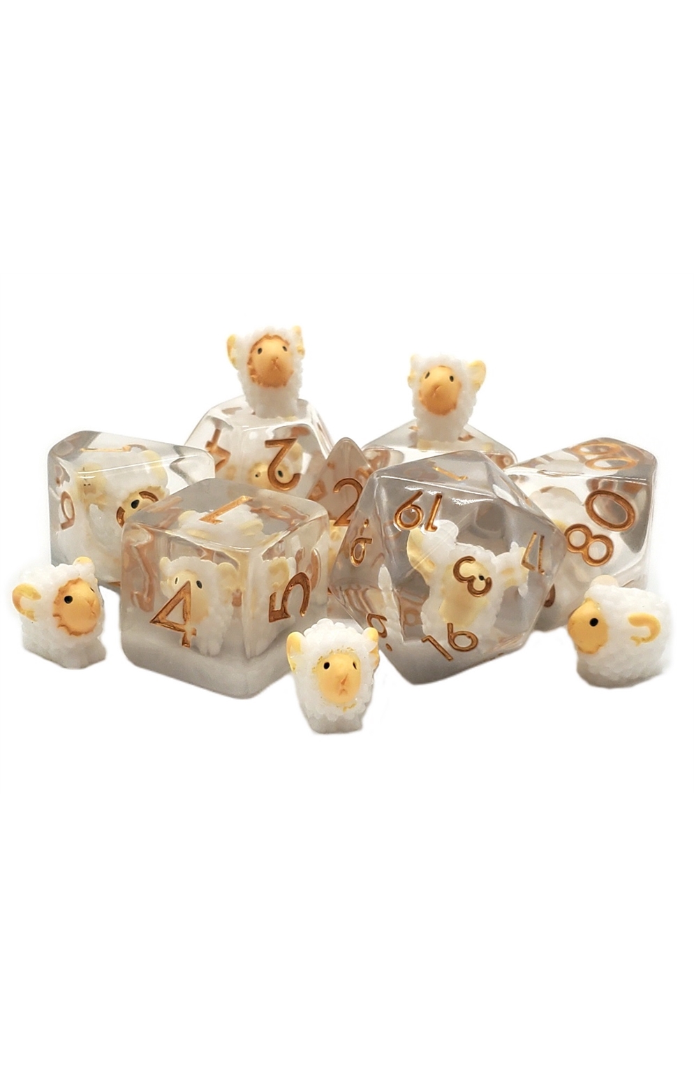 Old School 7 Piece Dnd Rpg Dice Set: Animal Kingdom Sheep