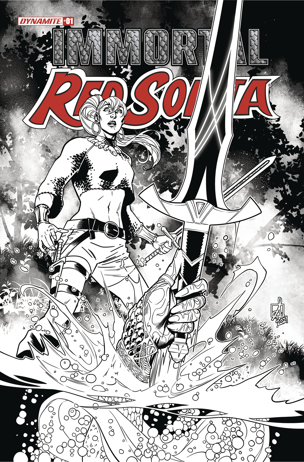 Immortal Red Sonja #1 Cover G 1 for 10 Incentive Izaakse Black & White