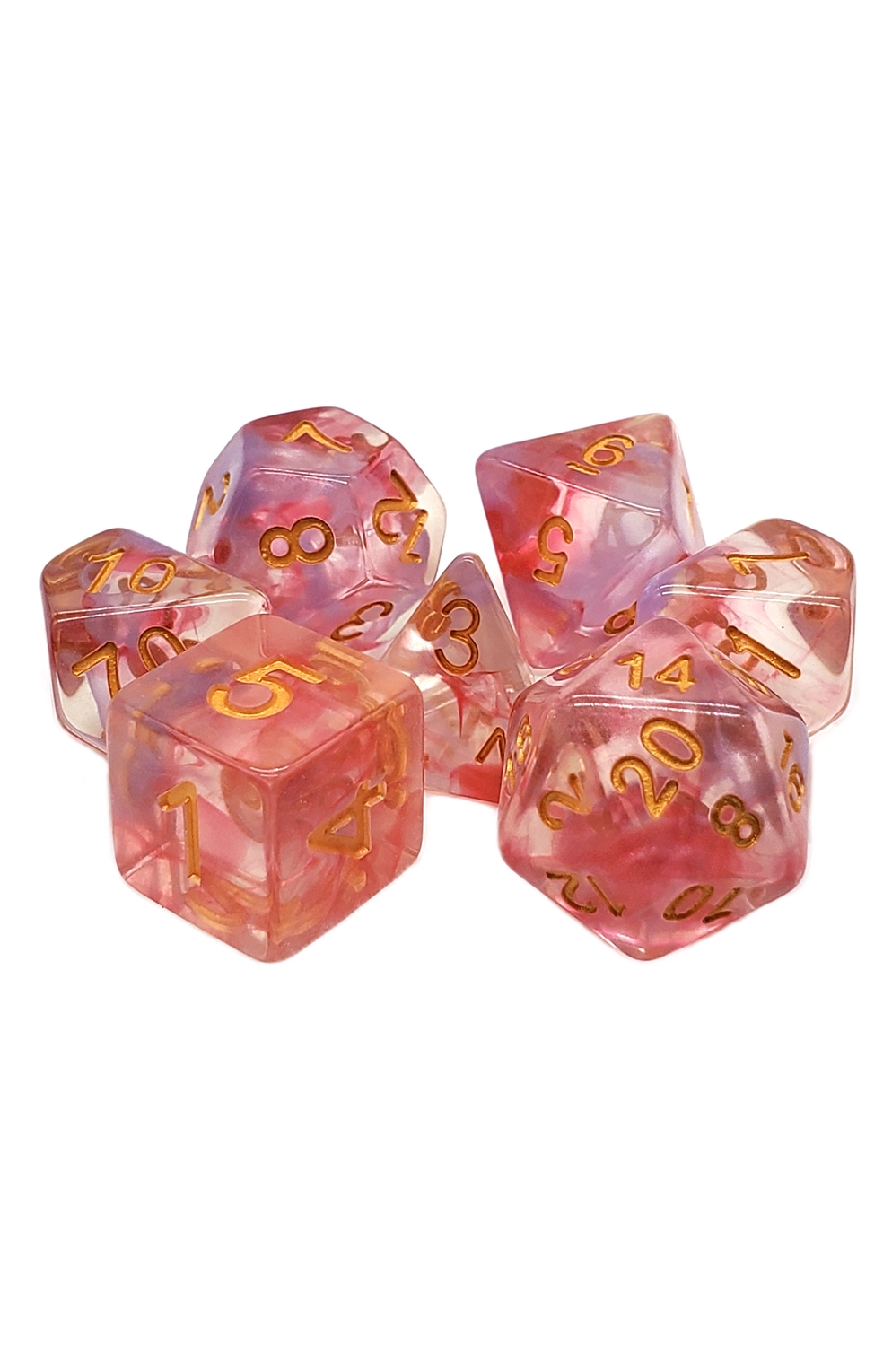 Old School 7 Piece Dnd Rpg Dice Set: Nebula - Rose Red Swirl