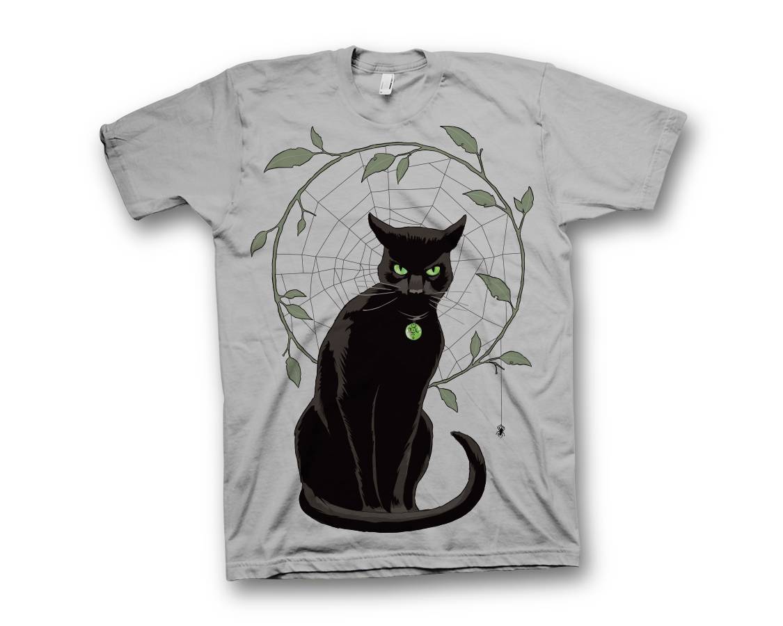 Black Magick Hawthorne Cat T-Shirt Medium
