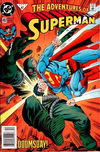 Adventures of Superman #497 [Newsstand]-Very Fine 