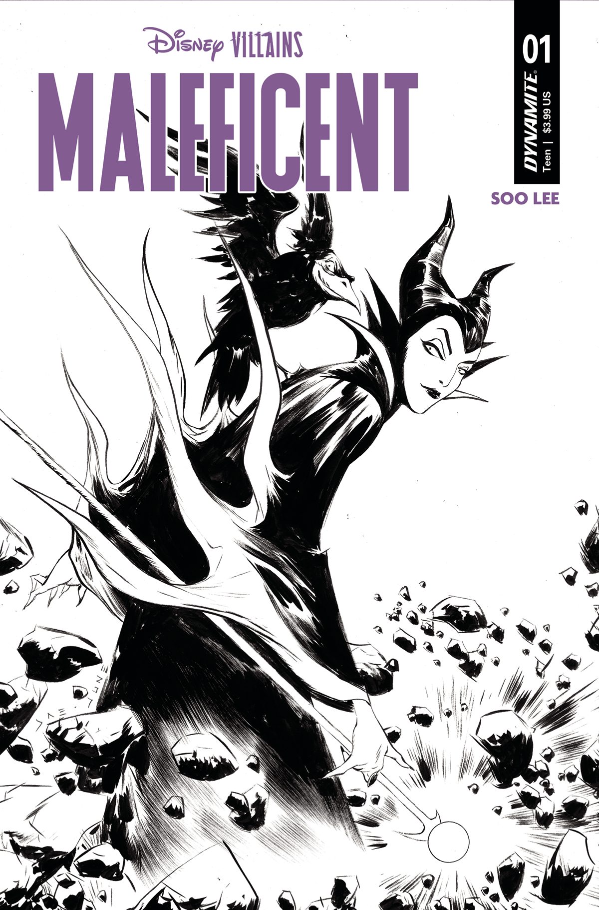 Disney Villains Maleficent #1 Cover I 1 for 15 Incentive Lee Black & White