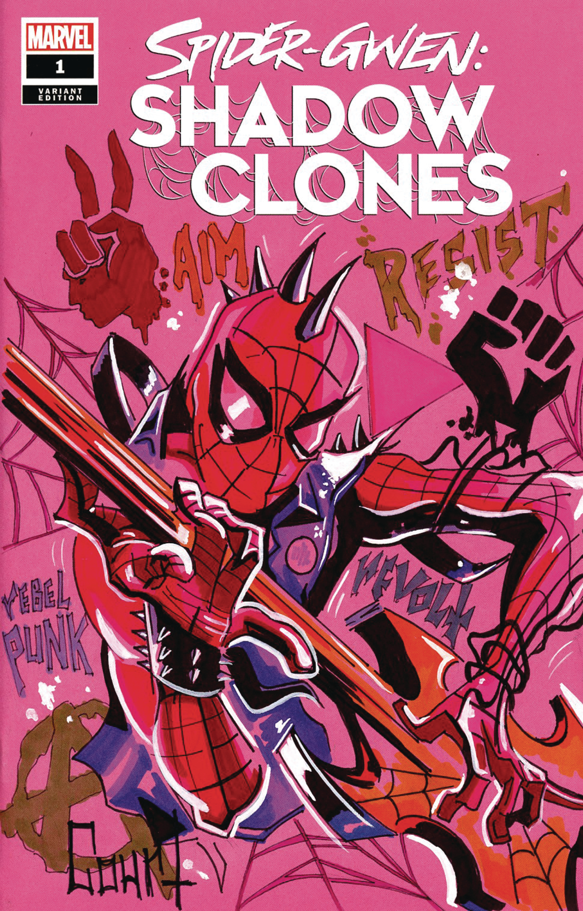 Dynamic Forces Spider-Gwen Shadow Clones #1 Pink Spider-Punk Sketch