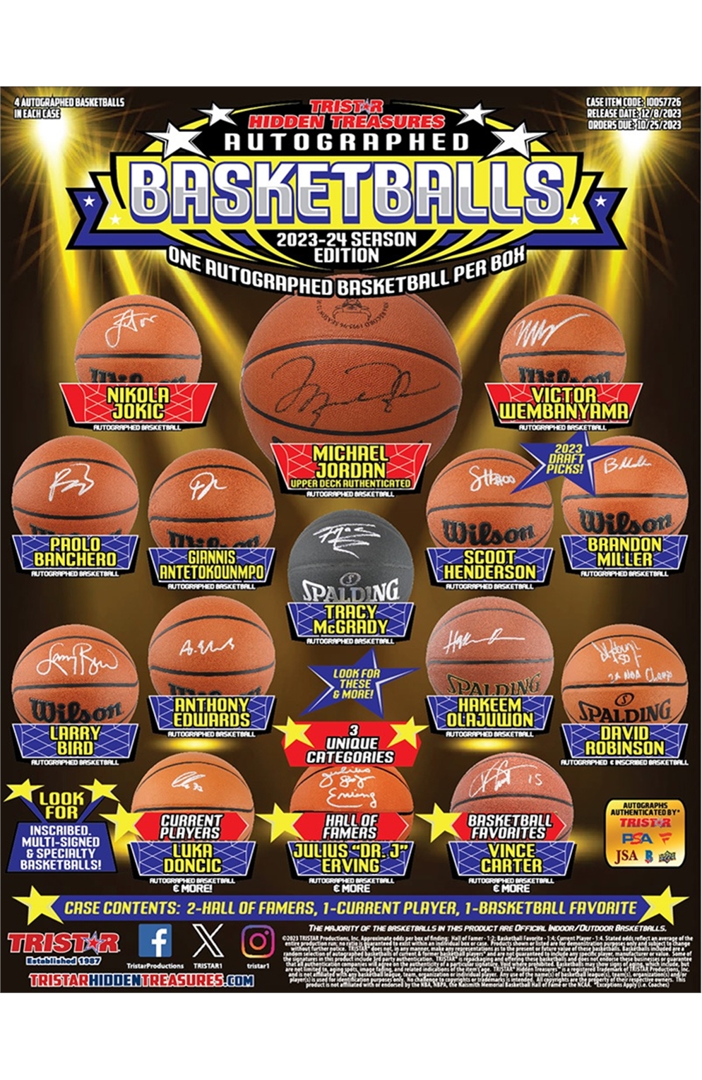 2023 Tristar Hidden Treasures Autographed Basketballs