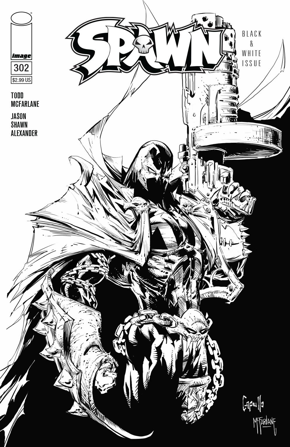 Spawn #302 Cover C Black & White Capullo & McFarlane (1992)