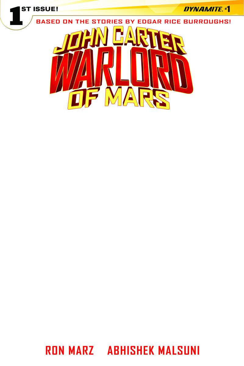 John Carter Warlord of Mars (2014) #1 Cover G Blank Authentix Variant