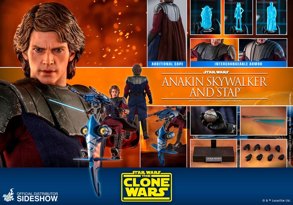 Hot Toys Star Wars The Clone Wars Anakin Skywalker & Stap 1/6 Action Figure