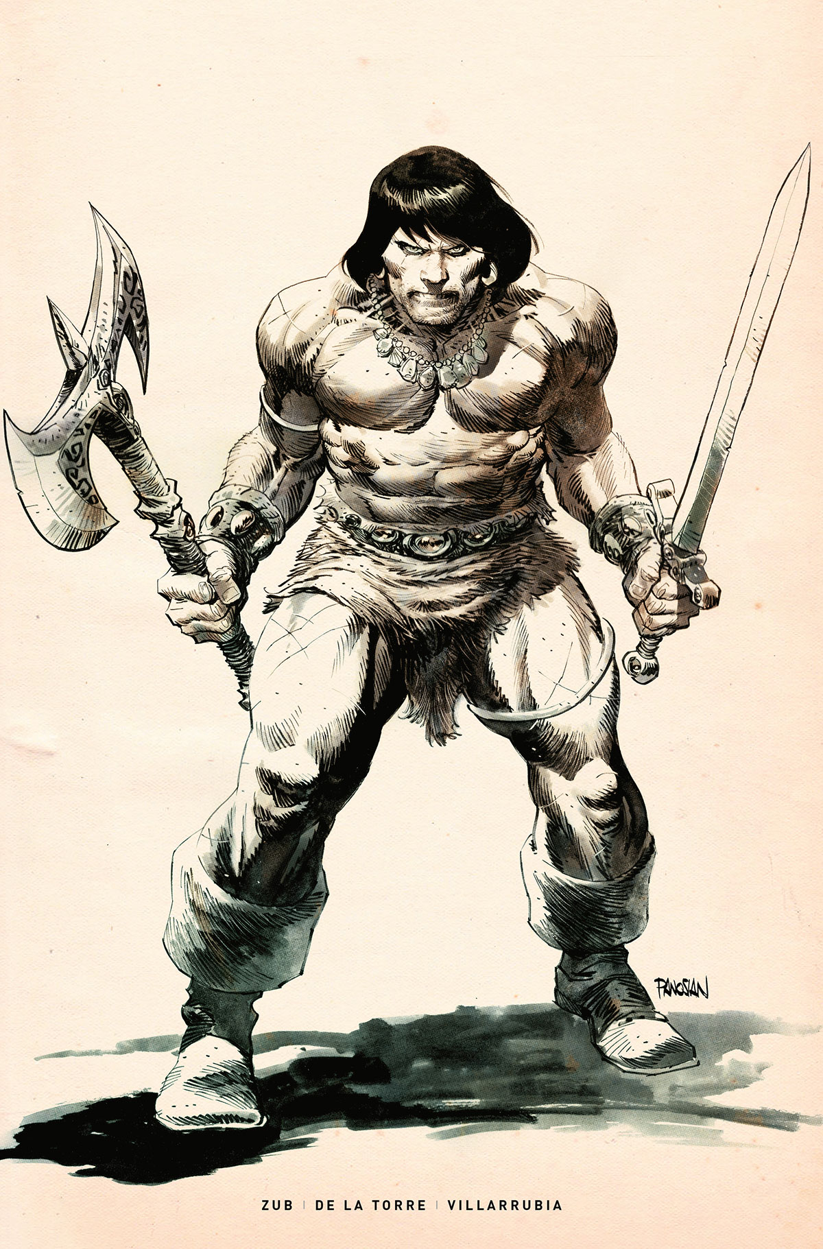 Conan the Barbarian (2023) #1 3rd Printing Foil Logo Cover Panosian Black & White Virgin