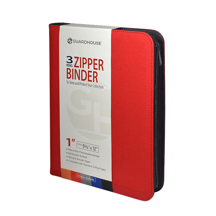 Zipper Binder With 3 Ring Clip - Red