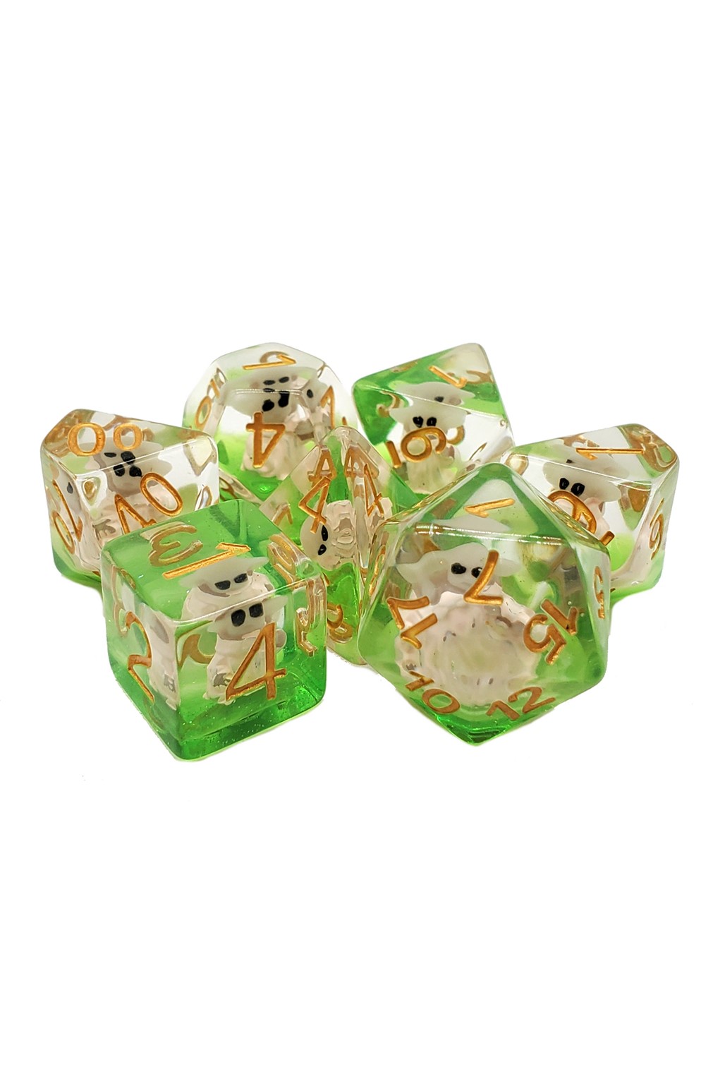 Old School 7 Piece Dnd Rpg Dice Set: Infused - Baby Goblin