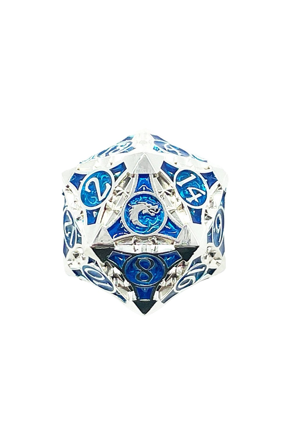 Old School 40Mm D20 Metal Die: Gnome Forged - Silver W/ Blue