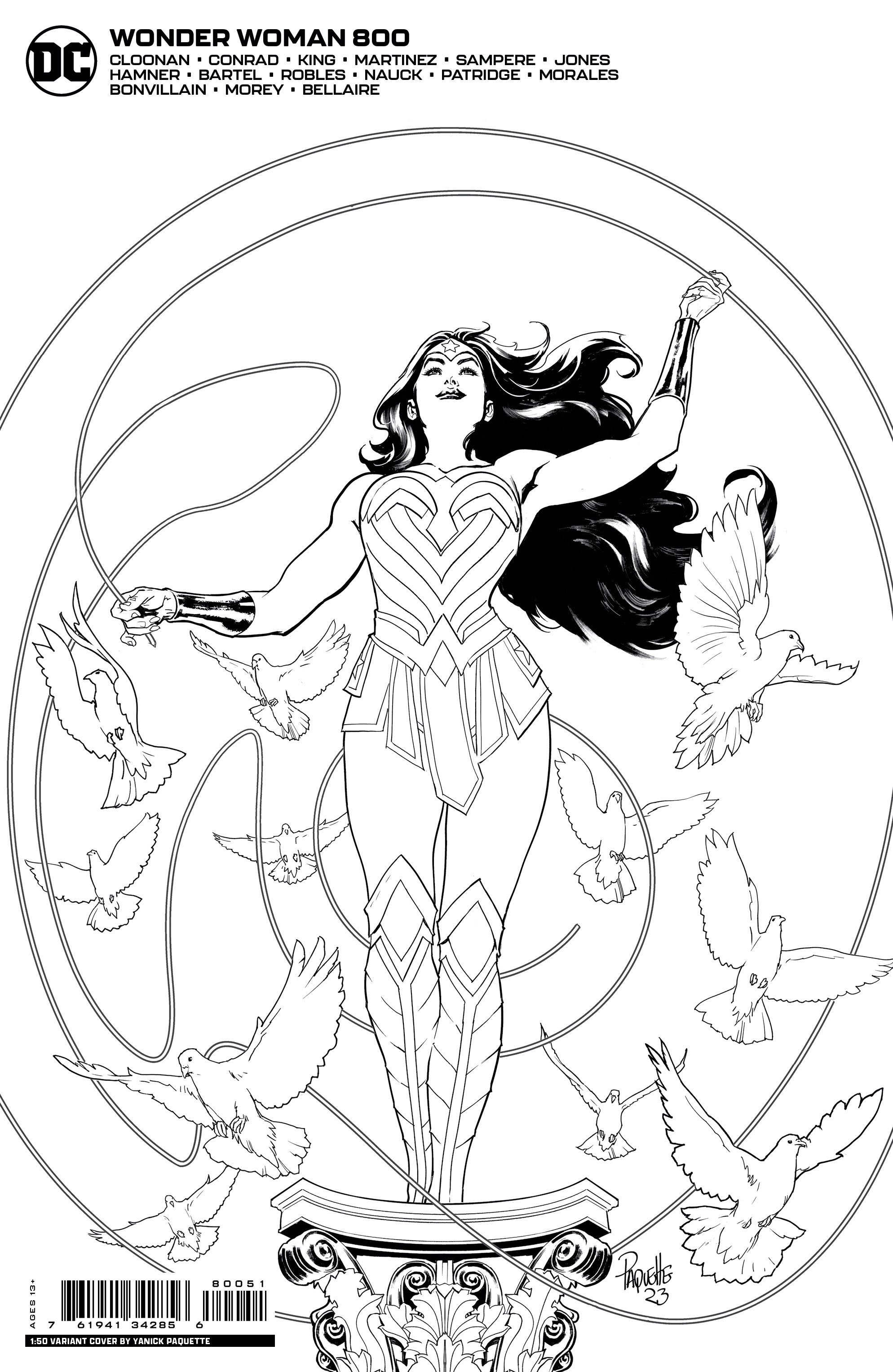 Wonder Woman #800 Cover J 1 for 50 Incentive Yanick Paquette Black & White Card Stock Variant