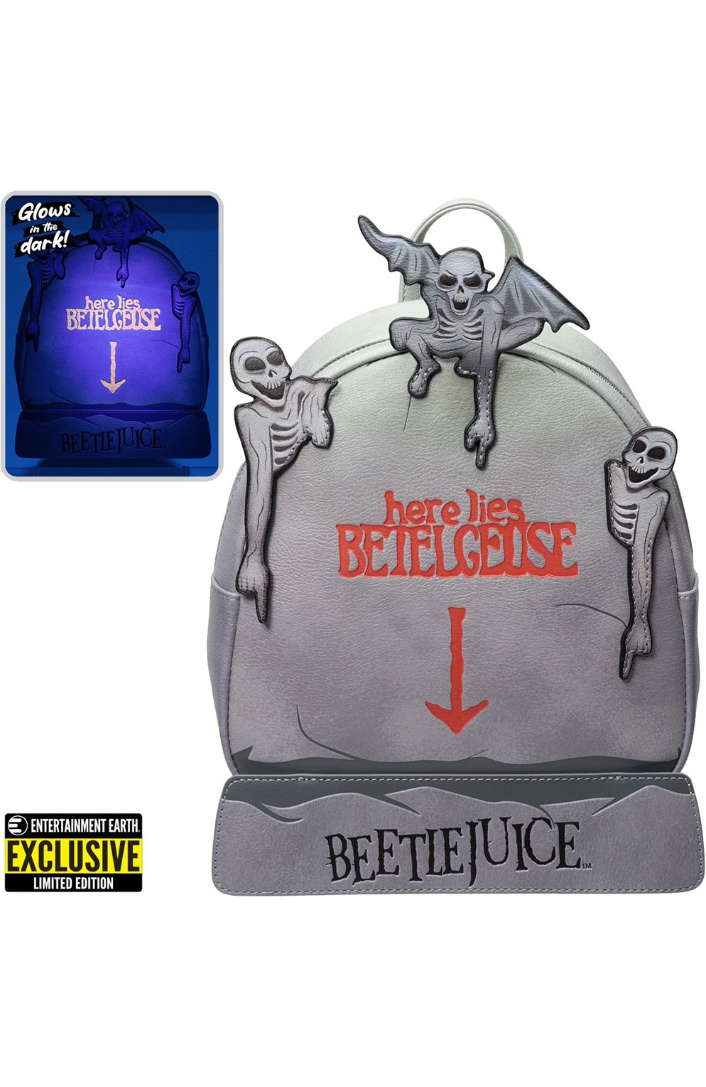 Beetlejuice Tombstone Glow-In-The-Dark Mini-Backpack - Entertainment Earth Exclusive