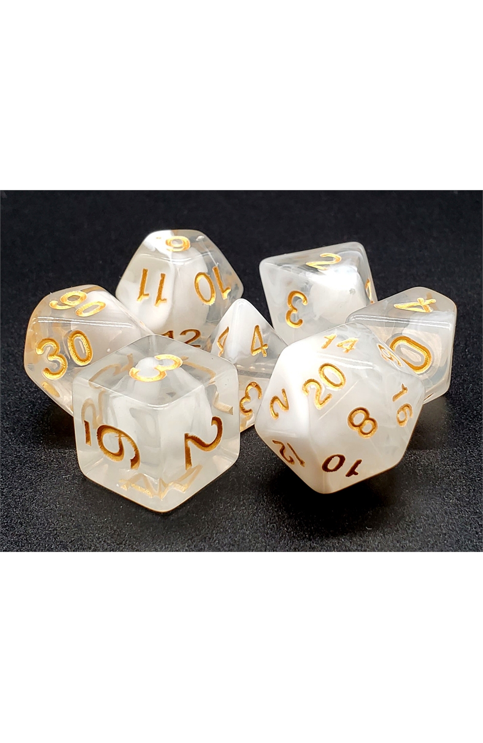 Old School 7 Piece Dnd Rpg Dice Set: Nebula - White