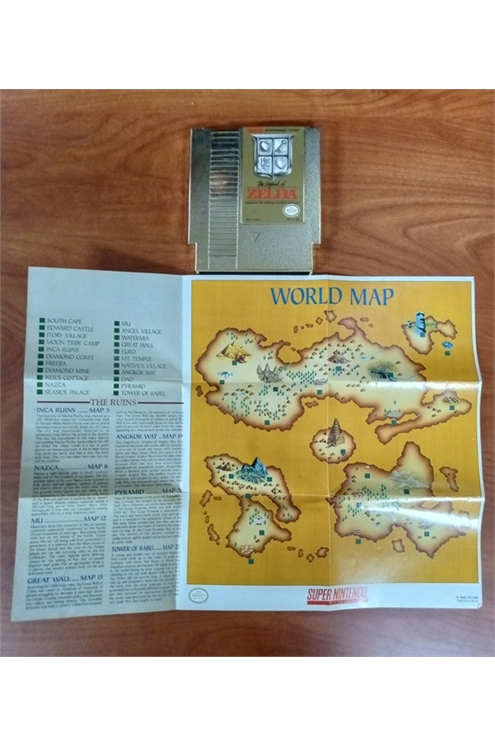 Nintendo Nes The Legend of Zelda Gold - Cartridge And Map Only - Pre-Owned