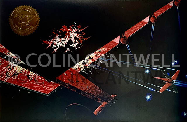C1-Sm 8X12 Red Fight Scene Concept Drawing By Colin Cantwell With Seal