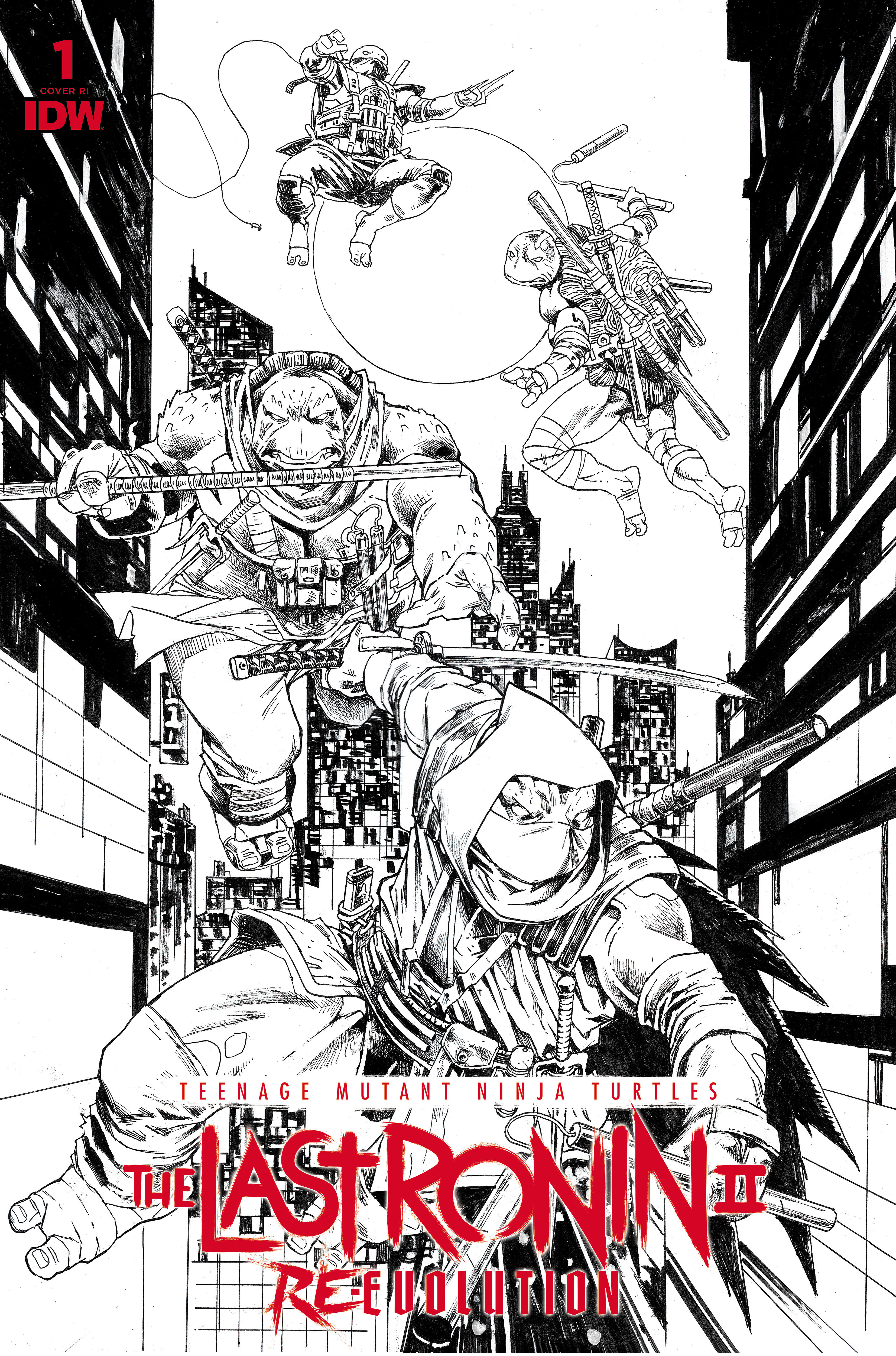 Teenage Mutant Ninja Turtles: The Last Ronin II Re-Evolution #1 Cover Escorzas B&W 1 for 75 Variant (2023)