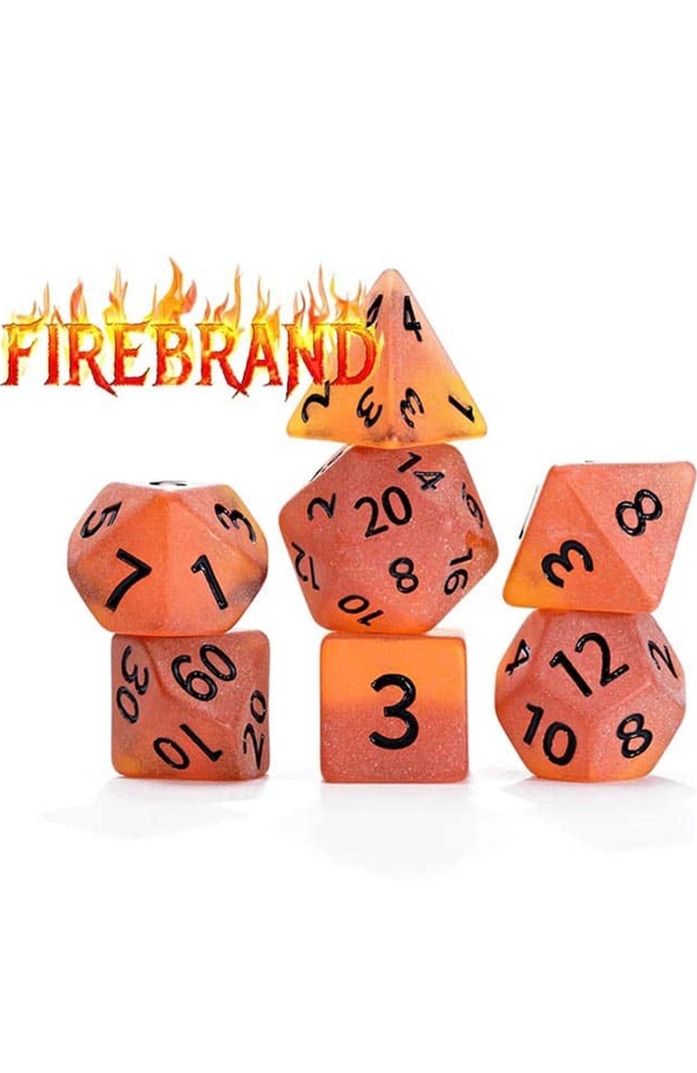 Gate Keeper Sea Glass Dice - 7-Die Set "Firebrand" (Orange Yellow)