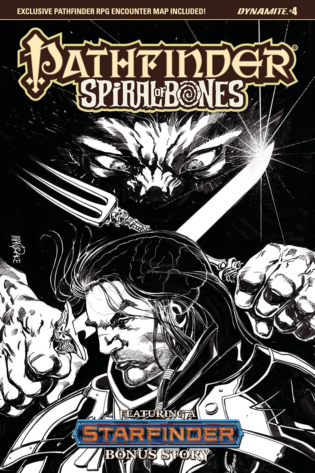 Pathfinder Spiral of Bones #4 Cover D 1 for 10 Mandrake Black & White Incentive (Of 5)