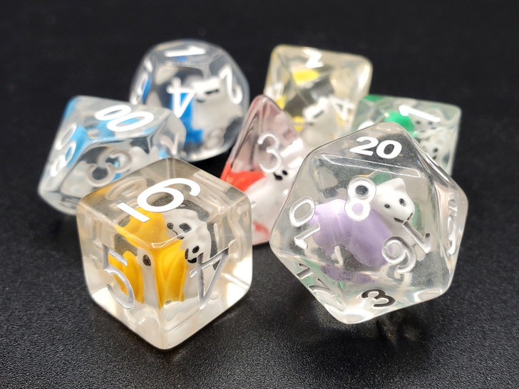 Old School 7 Piece Dnd RPG Dice Set Animal Kingdom - Snail Rainbow