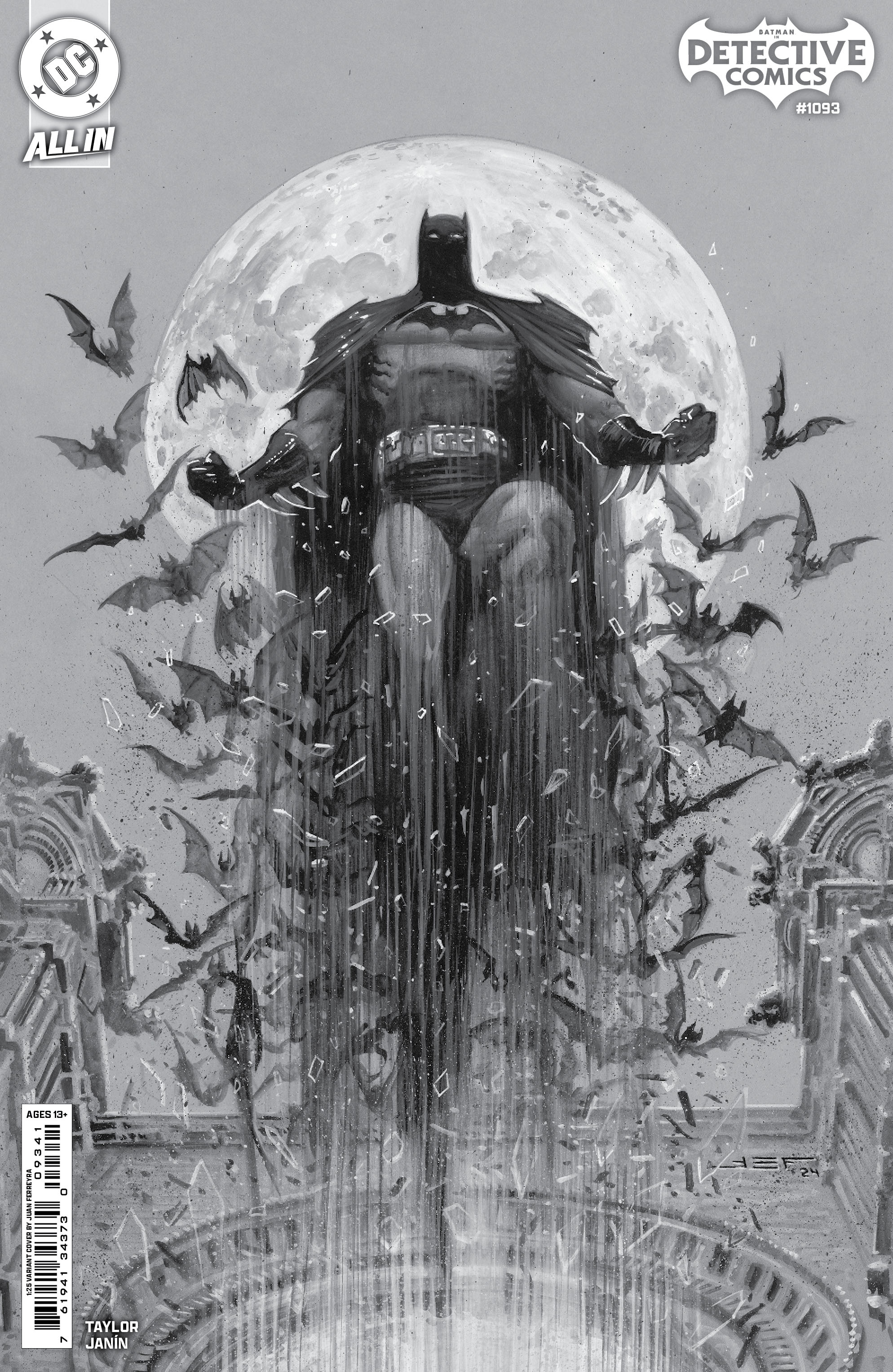 Detective Comics #1093 Cover D 1 for 25 Incentive Juan Ferreyra Black & White Card Stock Variant