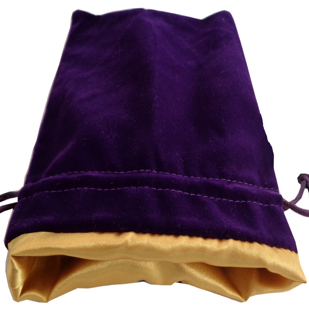 FanRoll: Large Velvet Dice Bag: Purple with Gold Satin