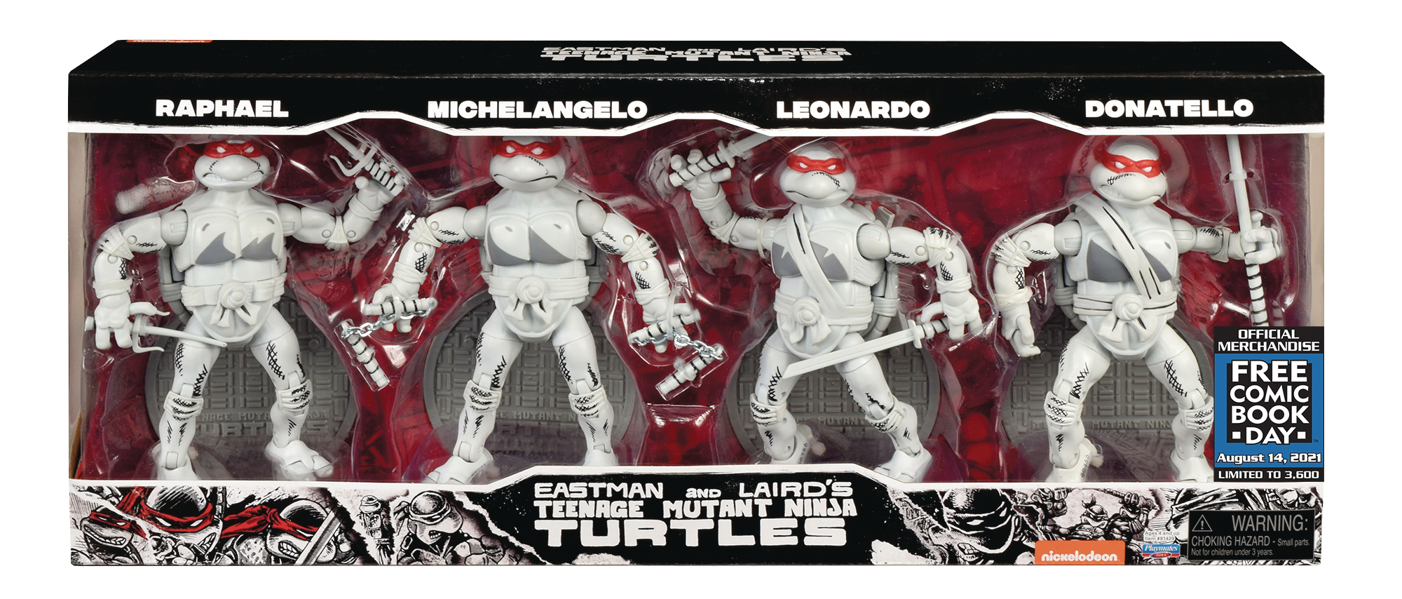 Fcbd 2021 Teenage Mutant Ninja Turtles Ninja Elite Series Px Black & White Action Figure 4 Pack Set