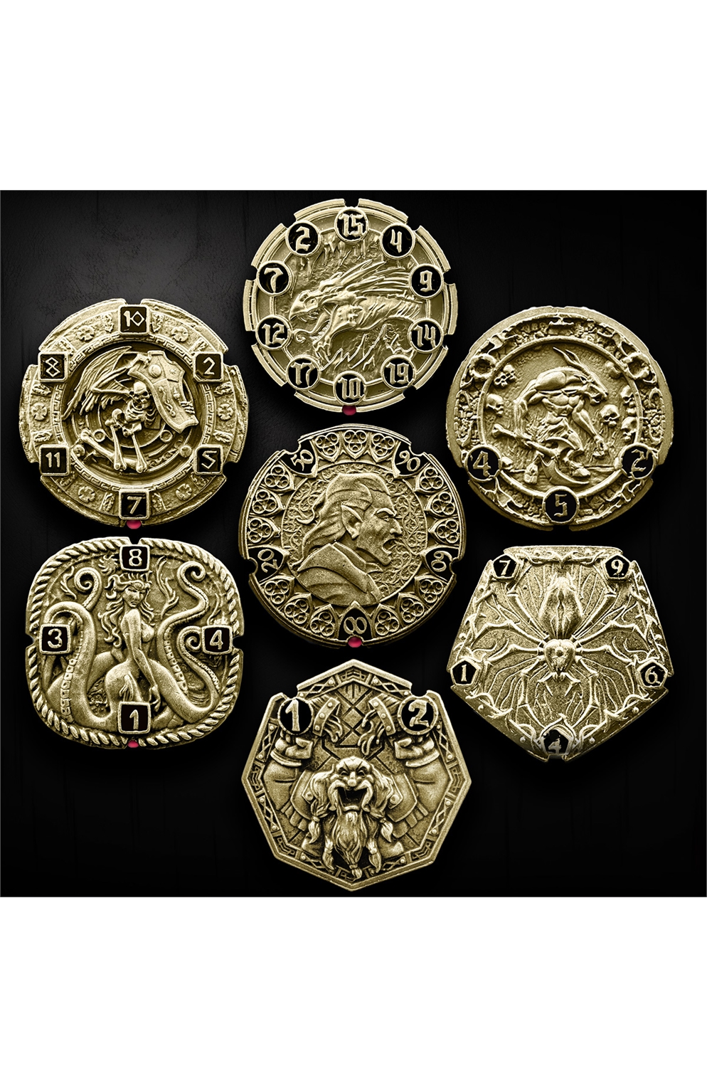 Flipdie: Gold Seven Realms Dice 7 Coin Set