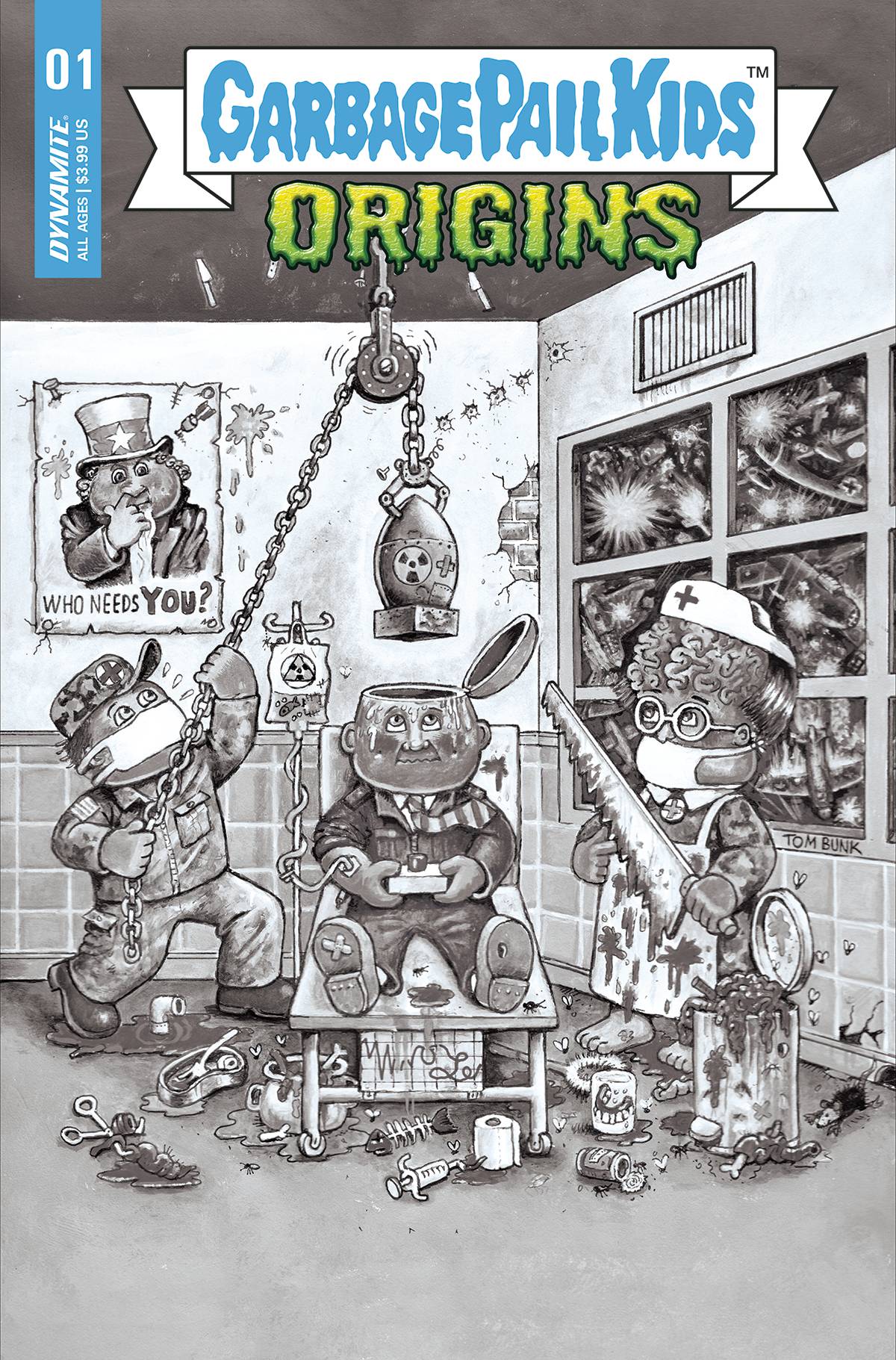 Garbage Pail Kids Origins #1 Cover F 1 for 10 Incentive Bunk Black & White