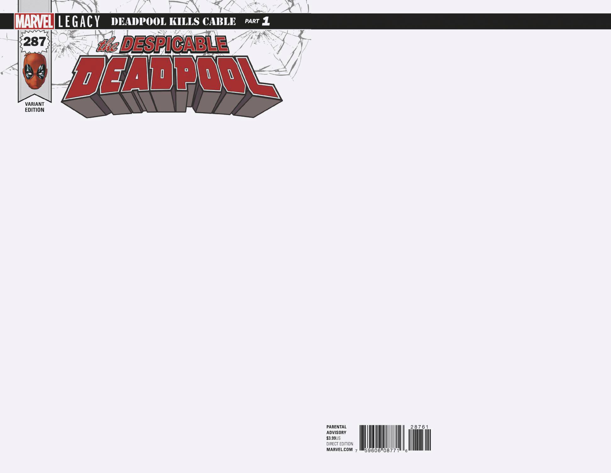 Despicable Deadpool #287 Blank Variant Legacy (2017)