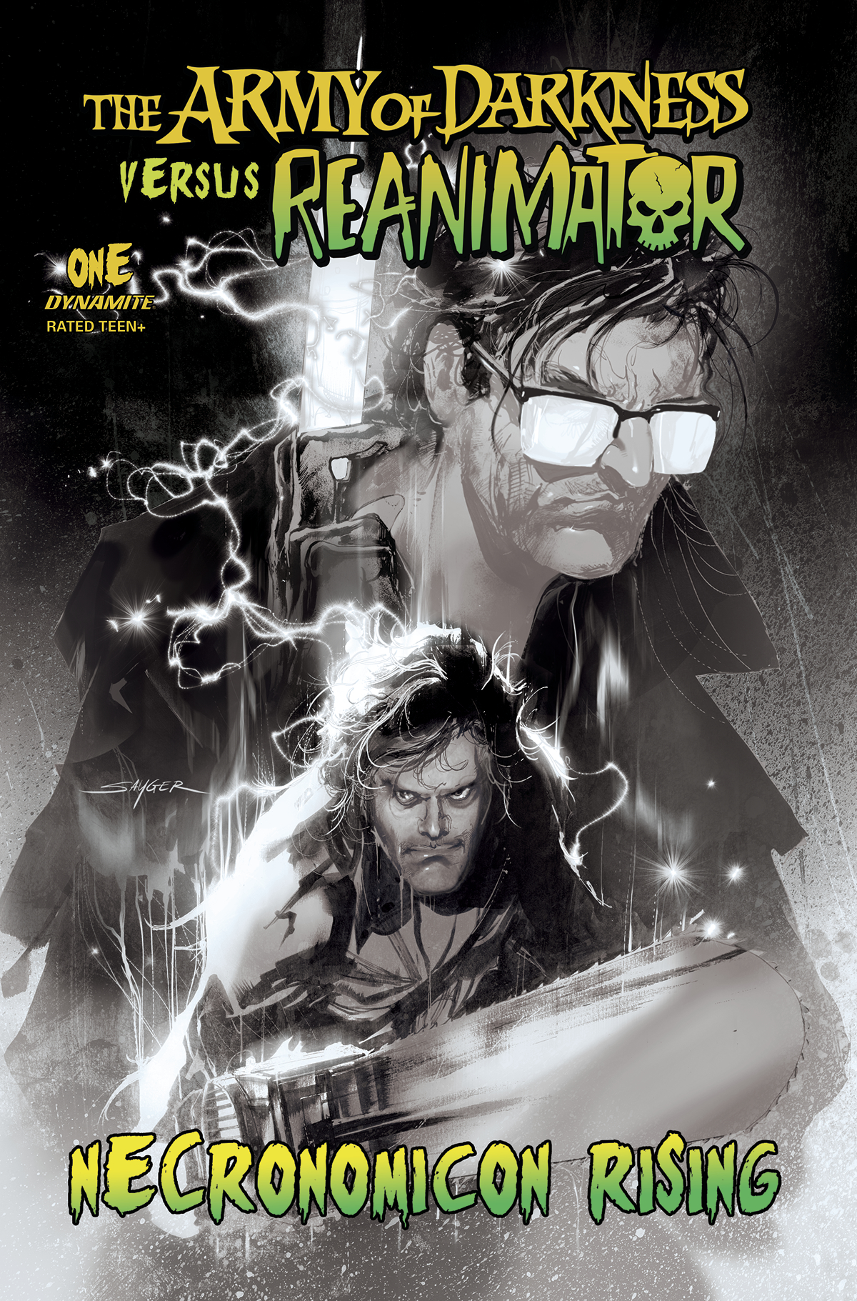 Army of Darkness Vs Reanimator Necronomicon Rising #1 Cover G 1 for 20 Incentive Sayger Black & White