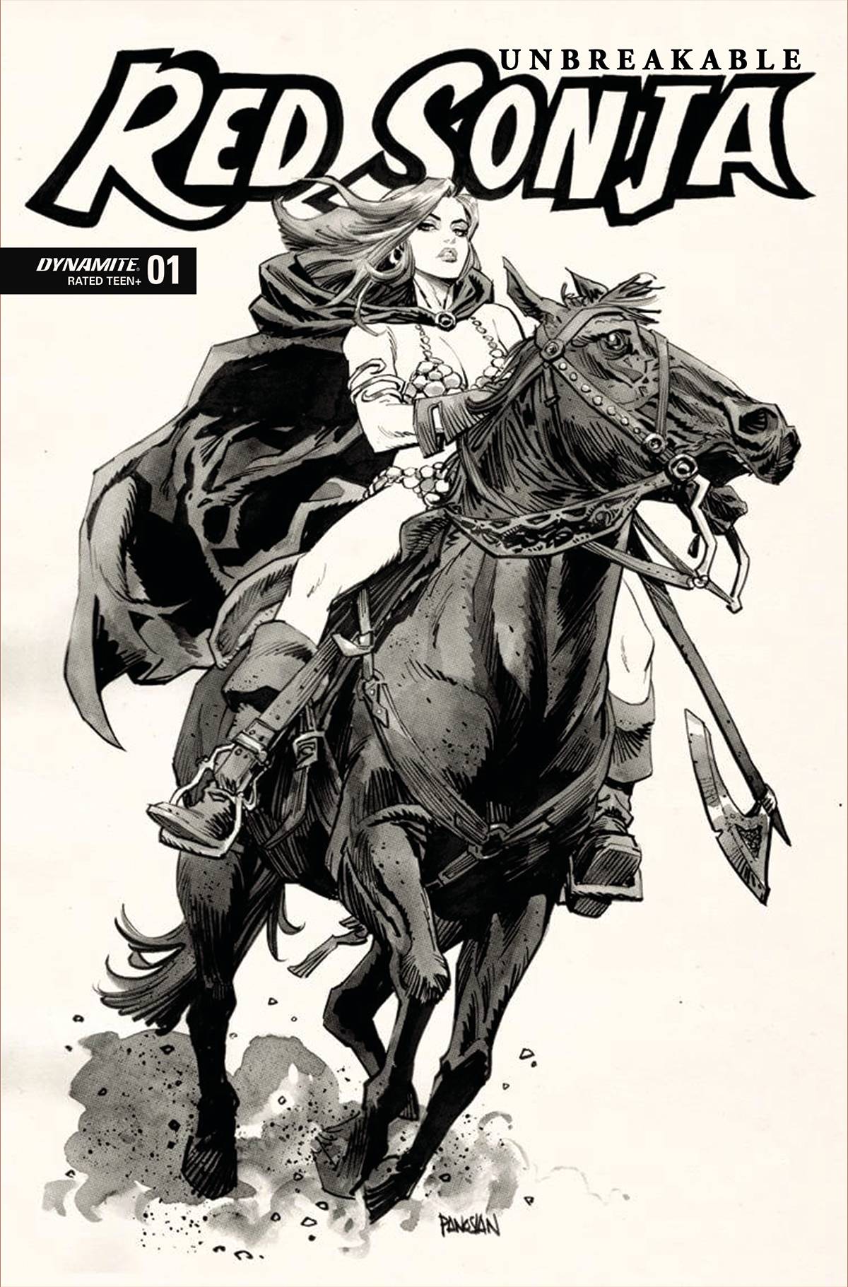 Unbreakable Red Sonja #1 Cover W 10 Copy Last Call Incentive Panosian Black & White