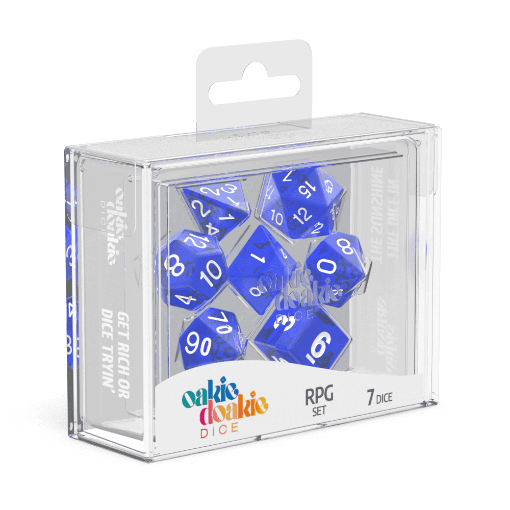 Oakie Doakie Dice RPG Set Translucent, Blue (7)