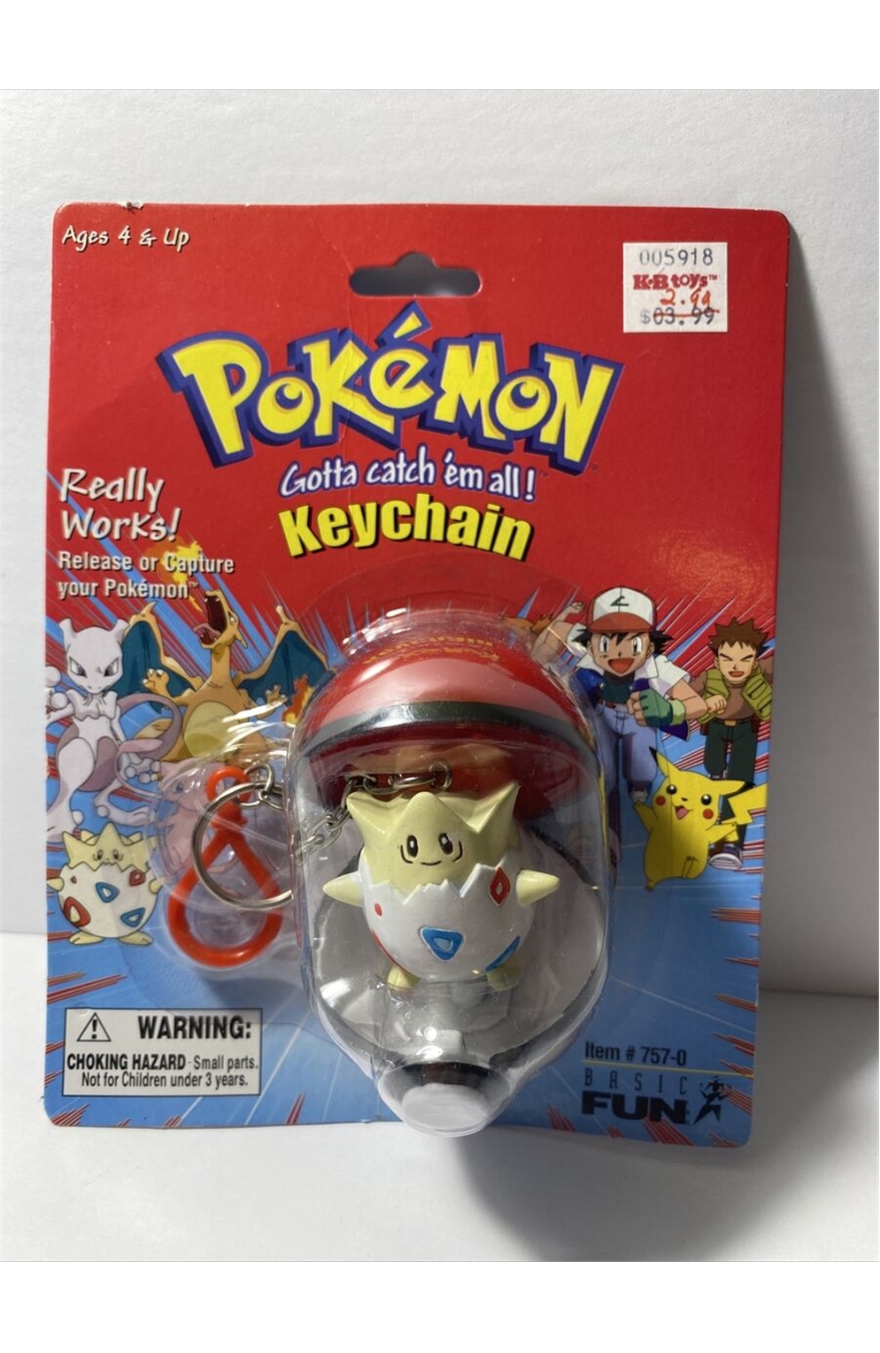 Basic Fun 1999 Pokemon Keychain Togapi