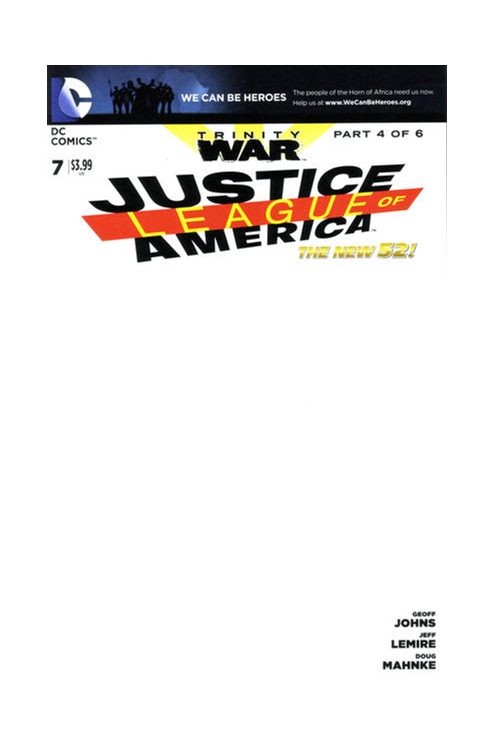 Justice League of America #7 We Heroes Blank Variant Edition (2013)