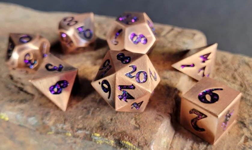 Forged Lore Antique Copper With Purple Mica 7-Piece Metal Dice Set