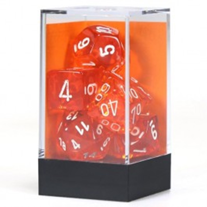 Dice 7-Set: Translucent Orange/White