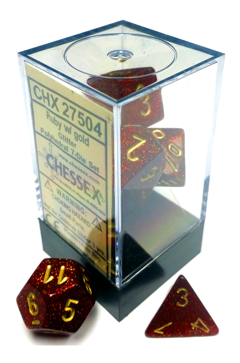 DICE 7-set: CHX27504 Glitter Ruby Gold (7)