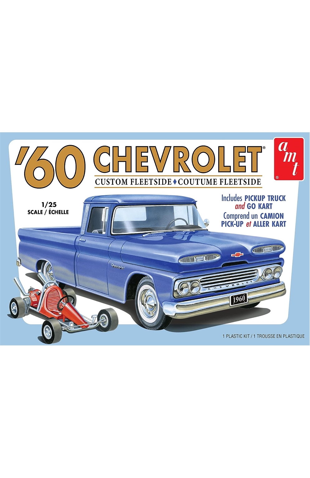 '60 Chevrolet Custom Fleetside Pickup W/ Go-Kart Model Kit 1:25