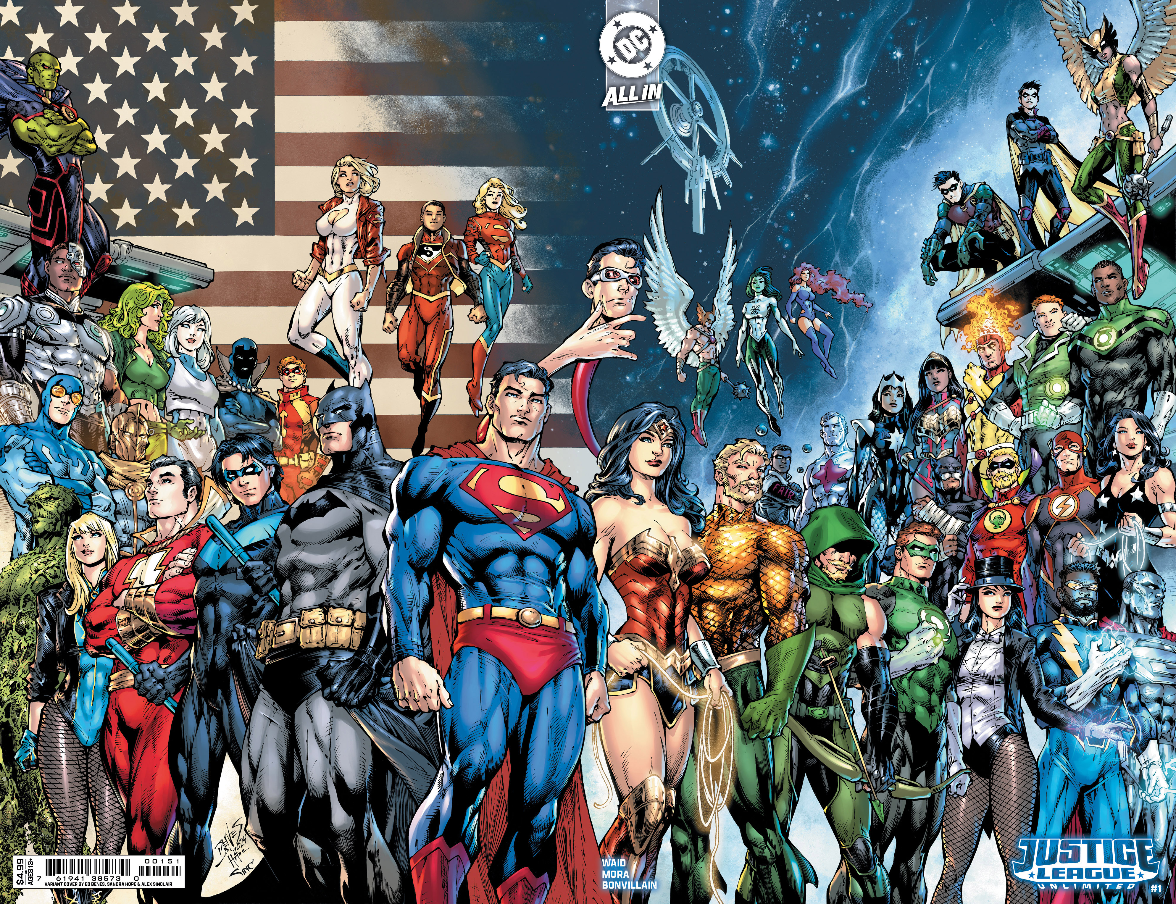 Justice League Unlimited #1 Cover E Edition Benes Card Stock Variant