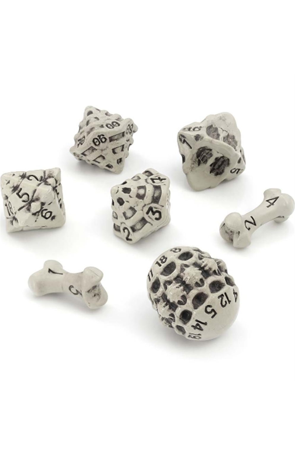 Lynx Dice: Skull And Bones 7-Die Set - Cleaned Bone White