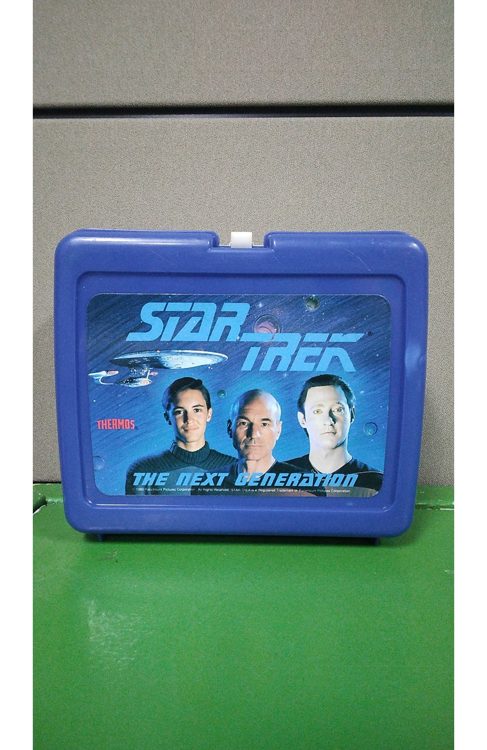 1989 Paramount Star Trek Next Generation Blue Plastic Lunch Box (No Thermos)