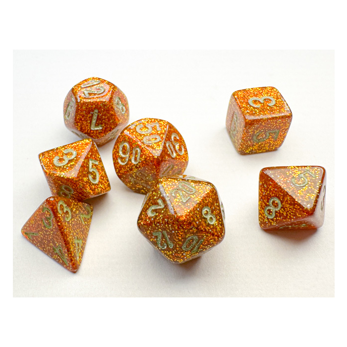 Chessex Dice Glitter: Mini-Polyhedral Gold/silver 7-Die Set