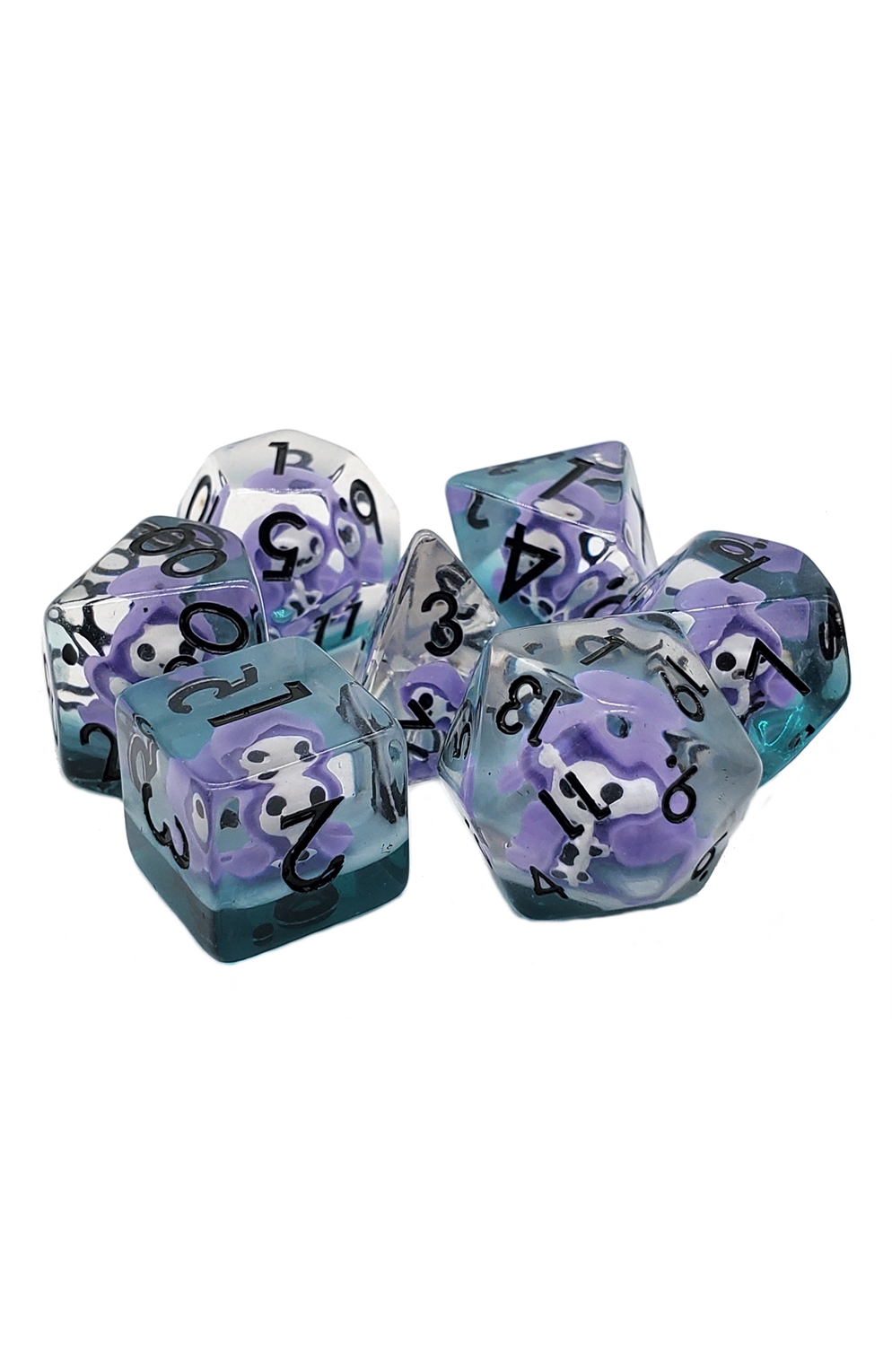 Old School 7 Piece Dnd Rpg Dice Set: Infused - Ghost - Purple