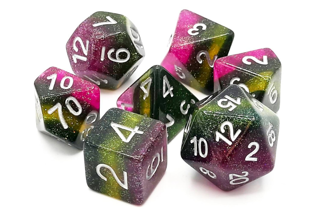 Old School 7 Piece Dnd RPG Dice Set Gradients - Grapevine