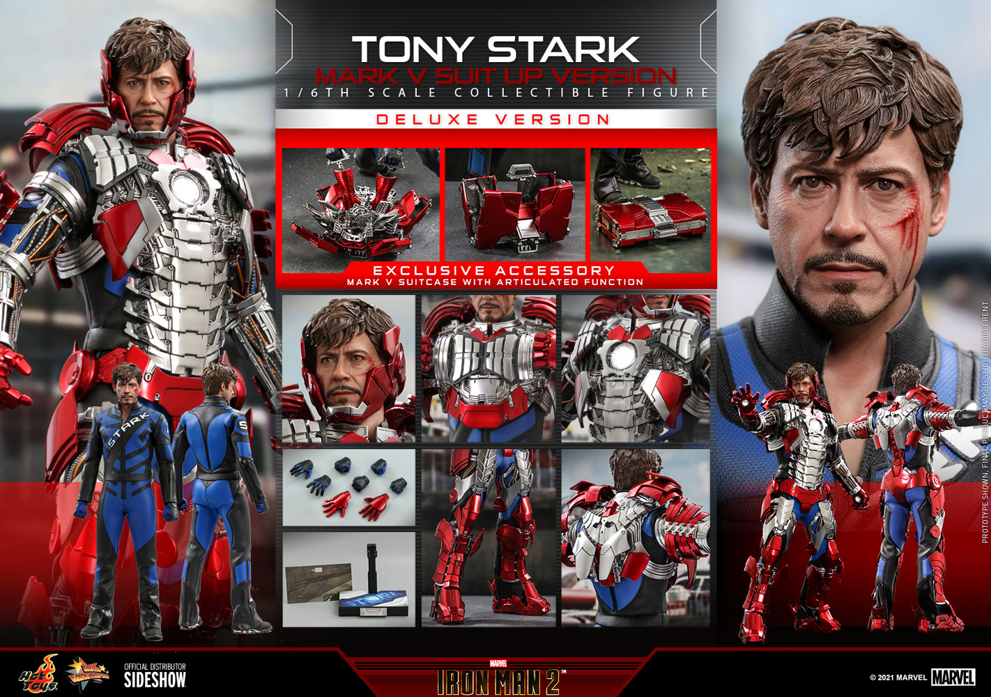 Preorder: Tony Stark (Mark V Suit Up Version) Deluxe Sixth Scale Figure By Hot Toys