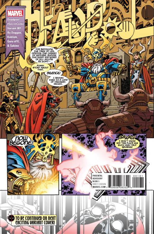 Deadpool #1 (2016) Koblish Secret Comic Variant