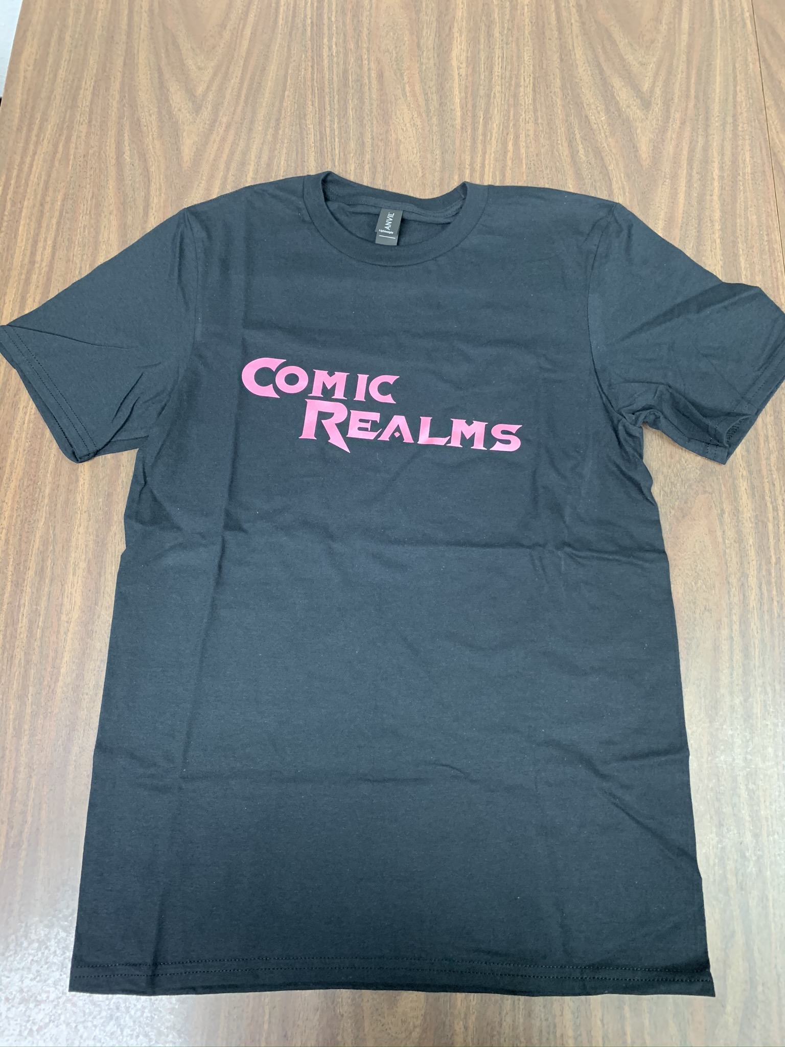 Comic Realms T-Shirt Large Black/Pearl Pink