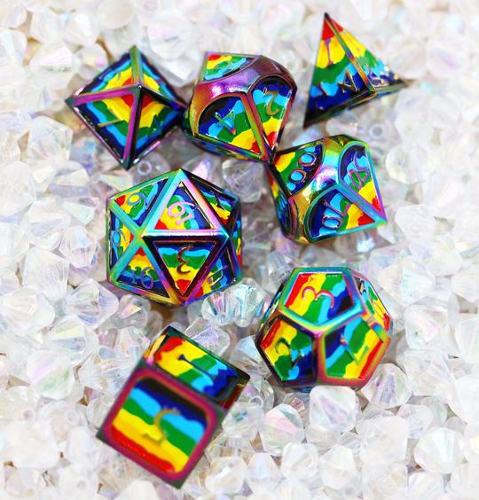 Pride Flag Rainbow 16mm Metal RPG Dice Set