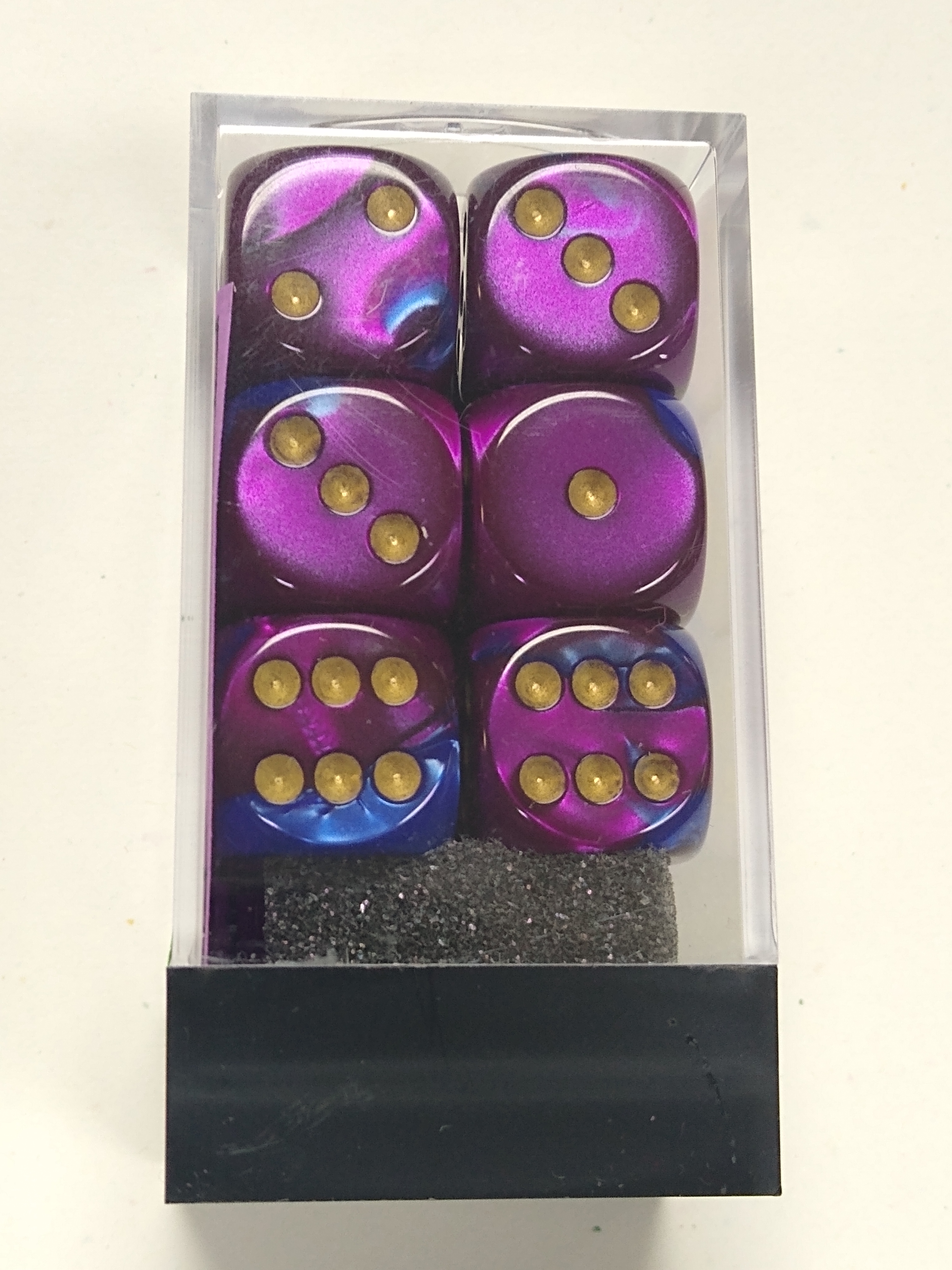 DICE D6 CHX26628 Gemini 16mm Blue Purple Gold (12)